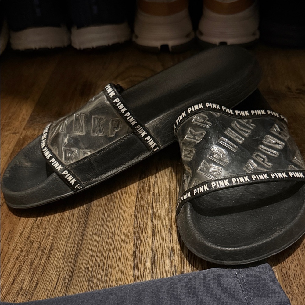 Black PINK Slide Sandals